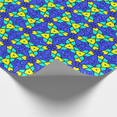 Vet Blauw, Turquoise & Geel Geometrische Print Cadeaupapier (Hoek)