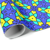 Vet Blauw, Turquoise & Geel Geometrische Print Cadeaupapier (Rol Hoek)