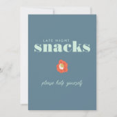 Vet Blauw Typografie Snack Bar Trouwbord (Voorkant)