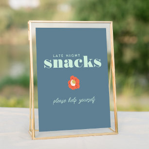 Vet Blauw Typografie Snack Bar Trouwbord