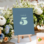 Vet Blauw Typografie Tafelnummer Kaart<br><div class="desc">Deze gedurfde en speelse trouwtafel nummer kaart heeft een uitbarsting van kleur! Leuke lettertypen in combinatie met een chique blauwe achtergrond maken dit een genot om toe te voegen aan uw trouwdag. Het ontwerp dupliceert aan de achterzijde. Combineer met de Blooming Joy bruiloft uitnodiging collectie voor de lente en de...</div>