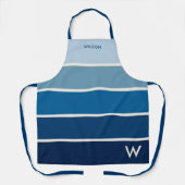 Vet Blauw Verloop Streep Monogram Schort (Voorkant)
