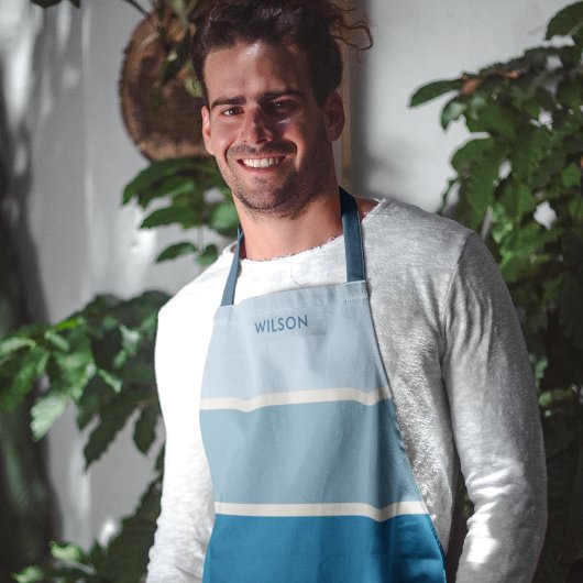 Vet Blauw Verloop Streep Monogram Schort