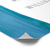 Vet blauw waterverf  bruiloft poster (Hoek)