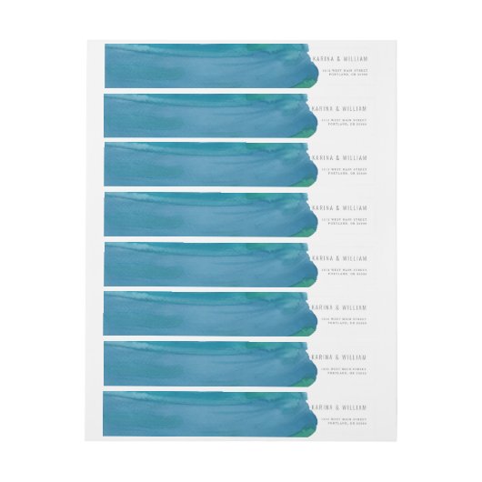 Vet blauw waterverf golf bruiloft wraparound label (Vel)