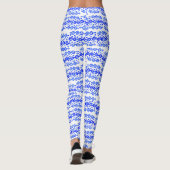 Vet Blauw Wit Batik Circle Block Print Abstract Leggings (Achterkant)
