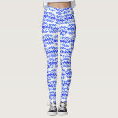 Vet Blauw Wit Batik Circle Block Print Abstract Leggings (Voorkant)