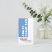 Vet Blauw Wit Modern Professional Minimalist Visitekaartje (Staand voorkant)