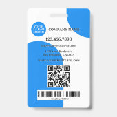 Vet Blauw Wit Retro Foto ID Badge (Back)