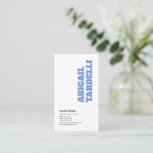 Vet Blauw Witte Minimalist Modern Elegant Visitekaartje (Staand voorkant)