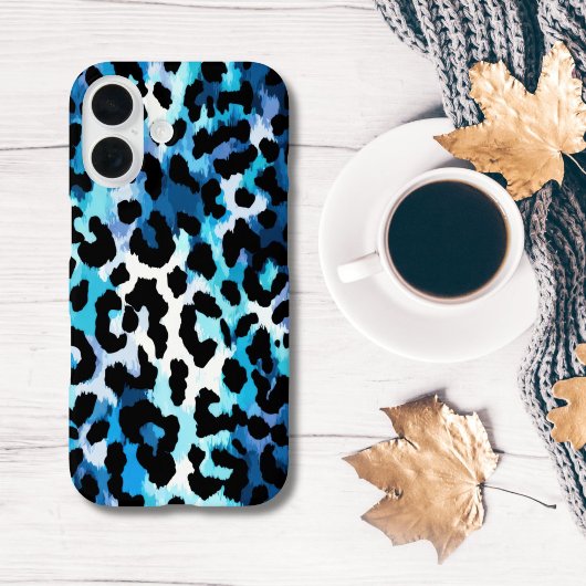 Vet Blauw Zwart Luipaard Cheetah Dierenprint Case-Mate iPhone Case