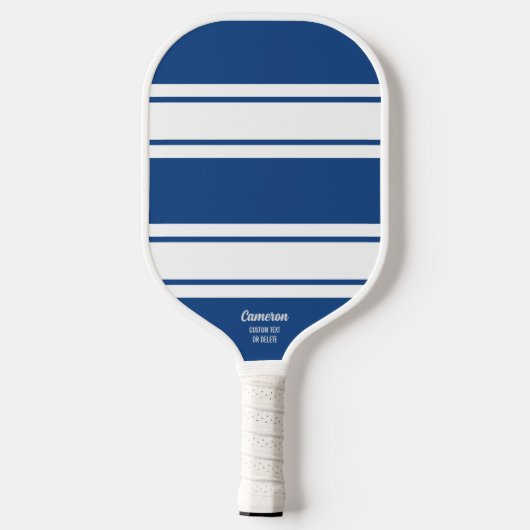 Vet Blauwe Moderne Stripe Aangepaste tekst Pickleball Paddle (Achterkant)