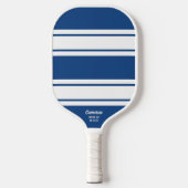 Vet Blauwe Moderne Stripe Aangepaste tekst Pickleball Paddle (Voorkant)
