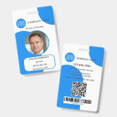 Vet blauwe witte retro foto ID-badge Badge (Voor- en achterkant)