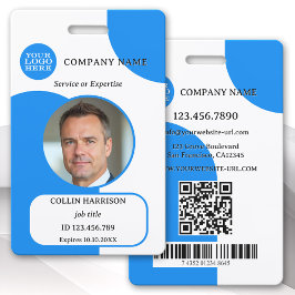 Vet blauwe witte retro foto ID-badge Badge