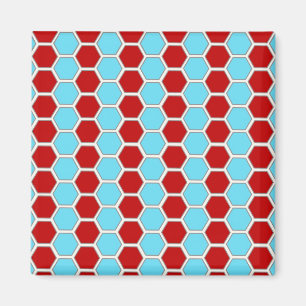 Vet Blauwgroen blauw en rode hexagon Tile Patroonc Magneet