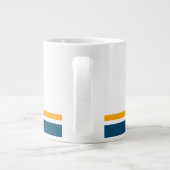 Vet Blauwgroen geel Racing Stripes Witte Achtergro Grote Koffiekop (Achterkant)