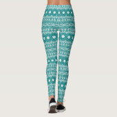 Vet Blauwgroen Mandala-patroon Leggings (Achterkant)