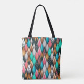 Vet Blauwgroen Roze Bruin Zwart Modern Abstract Tote Bag (Achterkant)