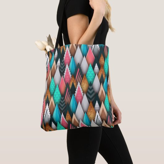 Vet Blauwgroen Roze Bruin Zwart Modern Abstract Tote Bag (Dichtbij)