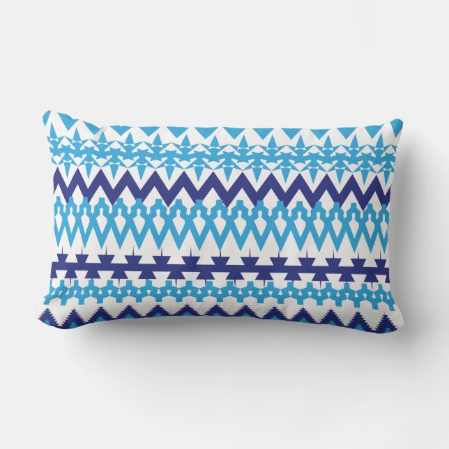 Vet Blauwgroen Turquoise Blue Tribal Chevron Patte Kussen (Voorkant)