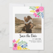 Vet bloem 2 foto's sparen datum save the date (Voorkant)