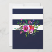 Vet Bloemen Blauw & Goud Elegant Modern Bruiloft Kaart (Achterkant)