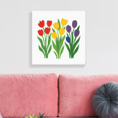 Vet Bloemen Design Tulp Muur Art Canvas Afdruk (Insitu (Woonkamer))