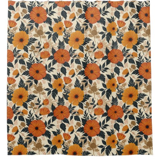 Vet Bloemen Geometrie Douchegordijn (Voorkant)