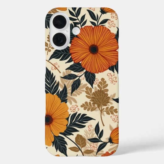 Vet Bloemen Geometrie iPhone 16 Hoesje (Achterkant)