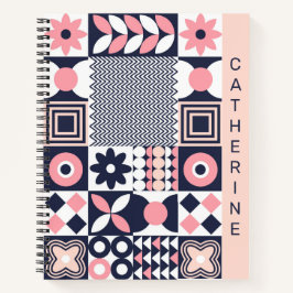 Vet Bloemen Geometrisch Mid Century Custom Notitieboek