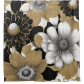 Vet Bloemen Goud Modern Douchegordijn (Voorkant)