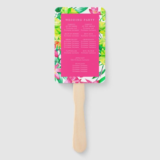 Vet Bloemen Roze Waterverf Trouwprogramma Handwaaier (Achterkant)