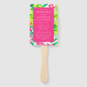 Vet Bloemen Roze Waterverf Trouwprogramma Handwaaier (Voorkant)