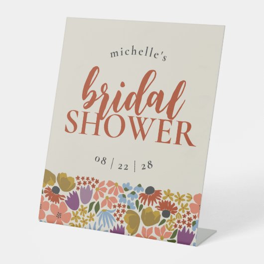 Vet Bloemen Vrijgezellenfeest of bruiloft Reclamebord Met Voetstuk (Voorkant)