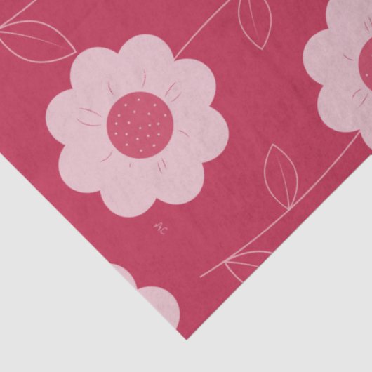 Vet bloemenpatroon Magenta-weefselpapier Tissuepapier (Detail)