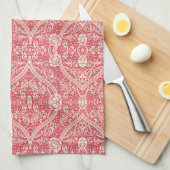 Vet bloemmotief in roze en wit theedoek (Quarter Fold)