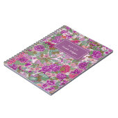  vet bloemmotief magenta naam notitieboek (Linkerzijde)