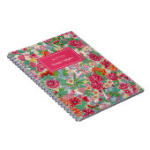  vet bloemmotief magenta naam notitieboek (Rechterzijde)