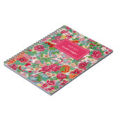  vet bloemmotief magenta naam notitieboek (Linkerzijde)