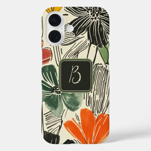 Vet bloemmotief monogram Case-Mate iPhone case (Achterkant)