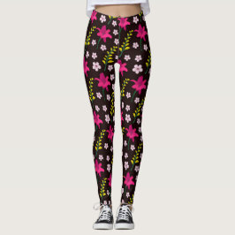 Vet bloemmotief op zwarte achtergrond leggings