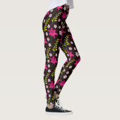 Vet bloemmotief op zwarte achtergrond leggings (Rechts)