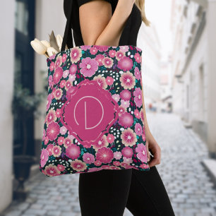 Vet bloemmotieven monogram roze girly Tas