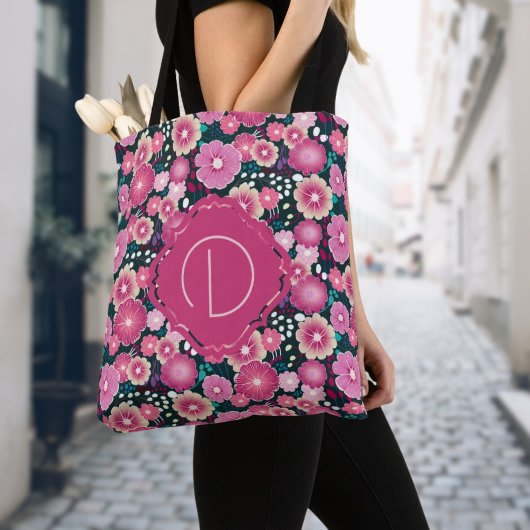 Vet bloemmotieven monogram roze girly Tas