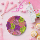 Vet bloemontwerp in limoengroen, roze, Paarse Papieren Bordje (Feest)