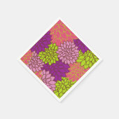 Vet bloemontwerp in limoengroen, roze, Paarse Servetten (Hoek)