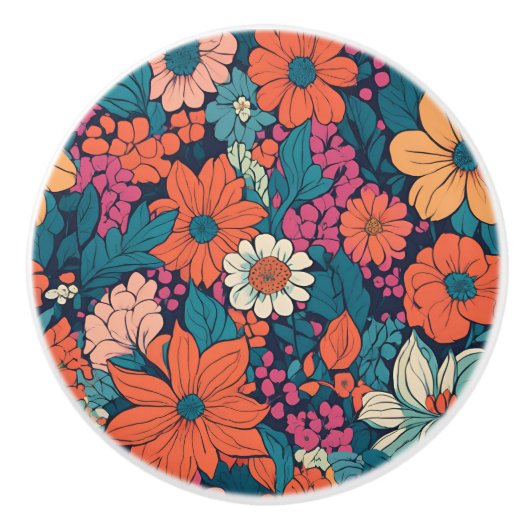 Vet Bloempatroon Moderne Bloem Decoratief Keramische Knop (Voorkant)