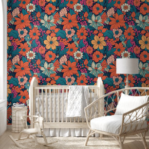 Vet Bloempatroon Moderne Bloemschil en Stok Behang