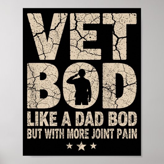 Vet Bod Like A Dad Bod Funny Military Veteran Dad  Poster (Voorkant)